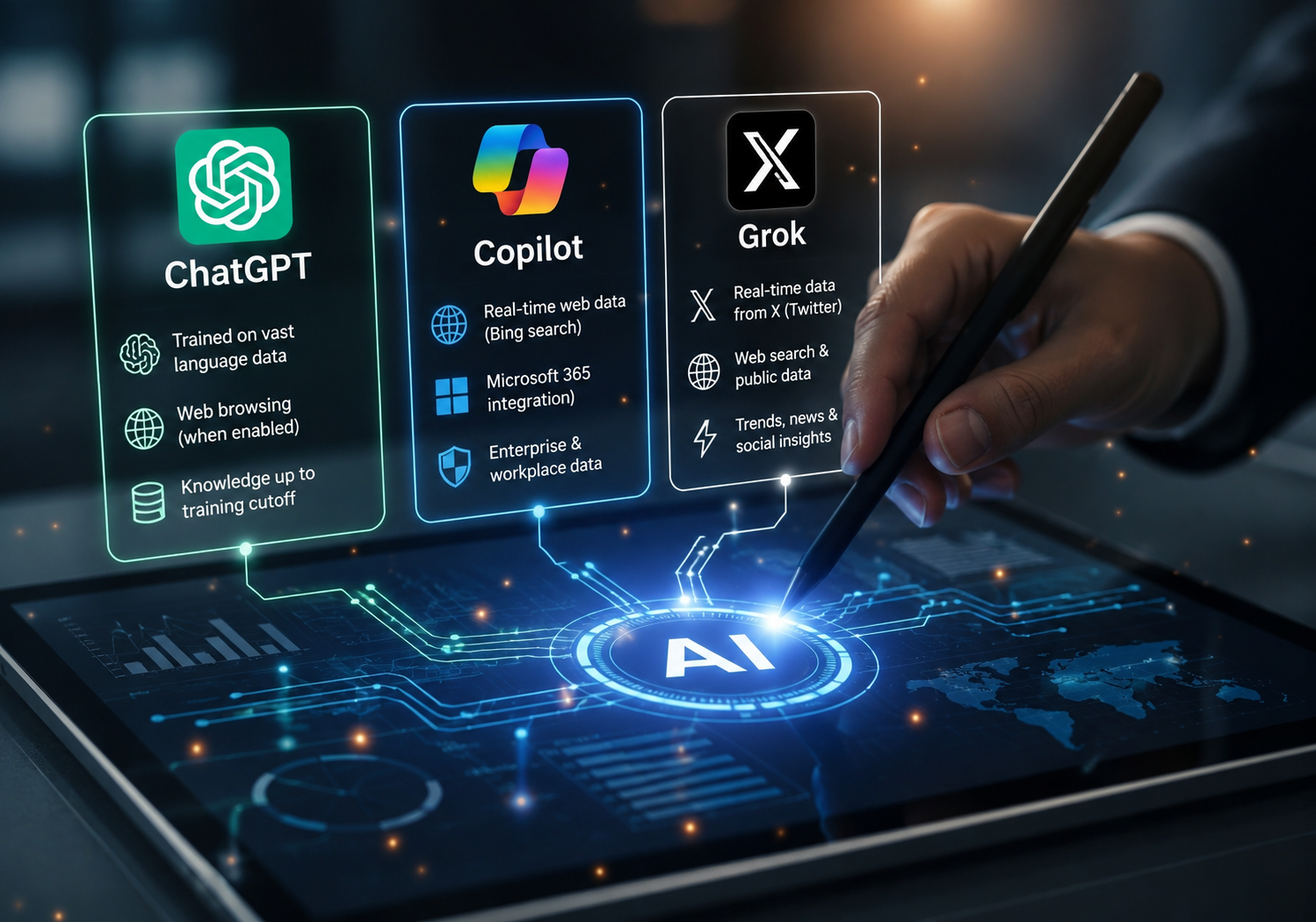How AI Tools Actually Get Their Data: ChatGPT, Perplexity, Copilot, and Grok Explained
